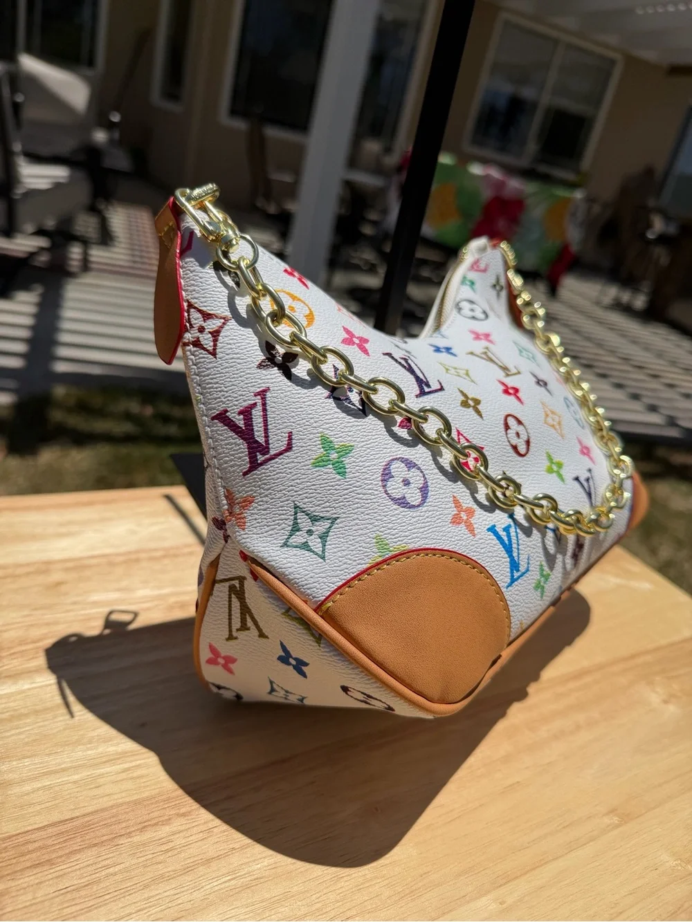 NEW LV Print Boulogne PM Multicolor Rainbow Monogram Empreinte Shoulder Bag - Picture 2 of 9